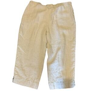 J.Jill 100% Linen Pants Womens 2X Cropped Wide Leg Casual Minimalist Beige Boho